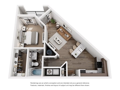 Floor plan for 1 bed, 1 bath, 815 sqft